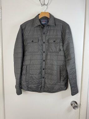 Faherty Atmosphere, men’s, gray, long sleeve, snap up, puffer shirt jacket S